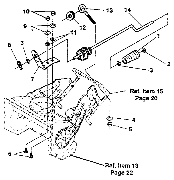 Chute Control Rod Diagram and Parts List for 536884330  Craftsman Snow Blower