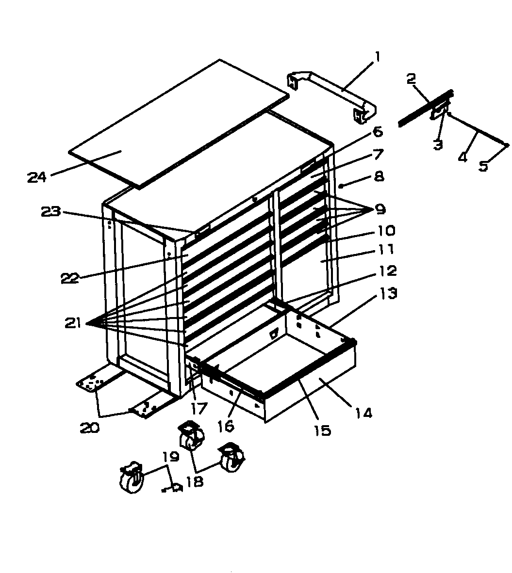 Cabinet Parts Diagram and Parts List for 706591690  Craftsman Tool Stand & Cart