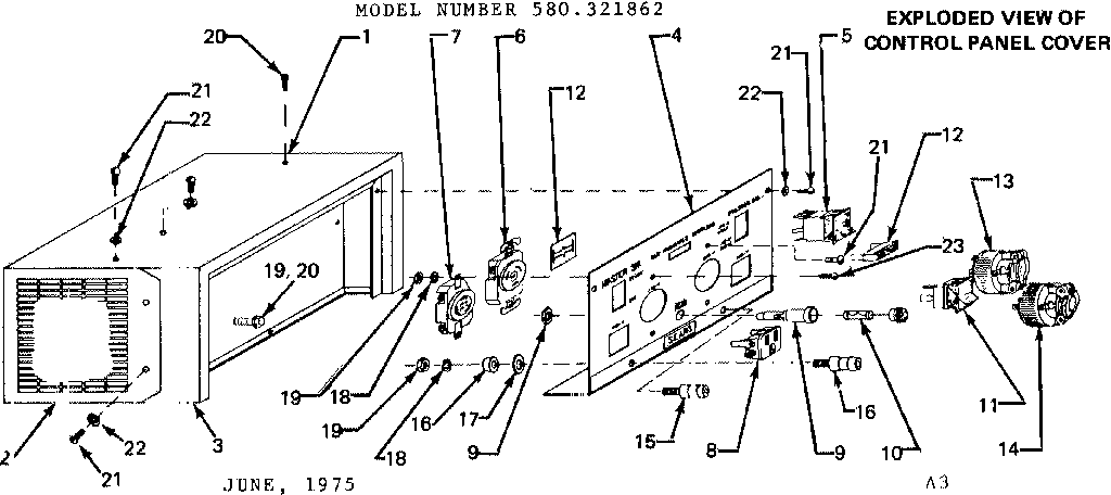 Control Panel Cover Diagram and Parts List for 580321862  Craftsman Engine