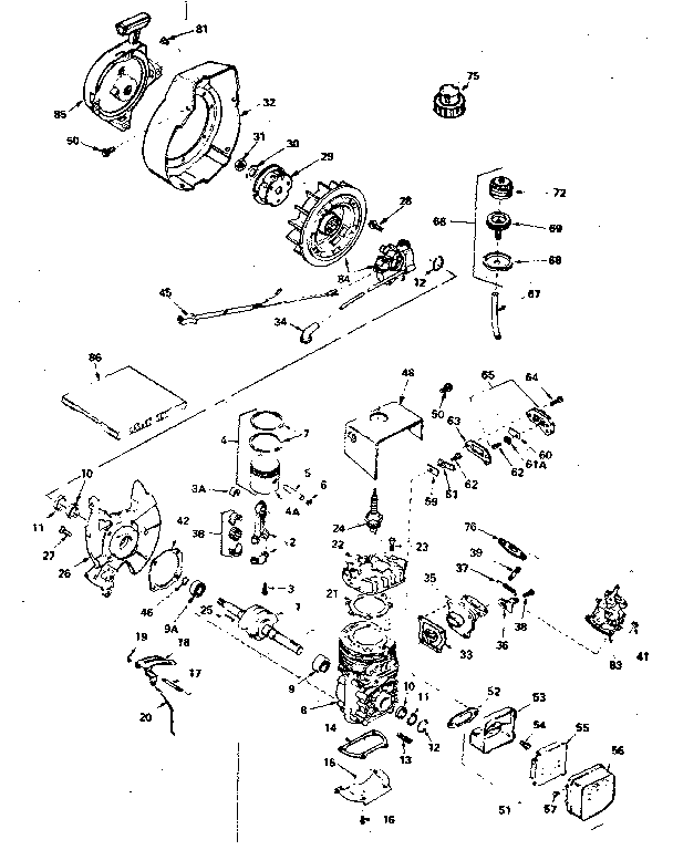 Basic Engine Diagram and Parts List for 200692112  Craftsman Engine