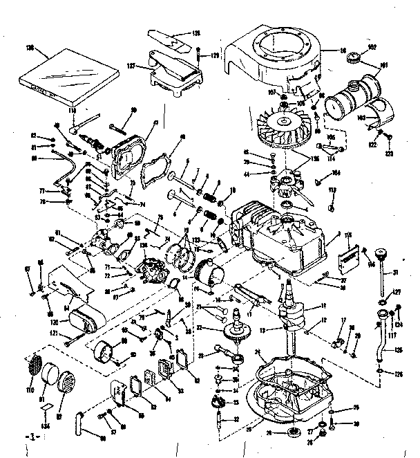 Basic Engine Diagram and Parts List for 143102111  Craftsman Engine