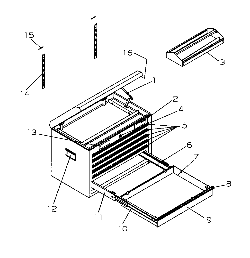 Tool Chest Diagram and Parts List for 706597163  Craftsman Tool Stand & Cart