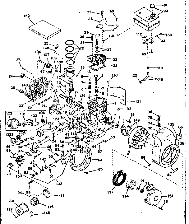 Basic Engine Diagram and Parts List for 143614062  Craftsman Engine