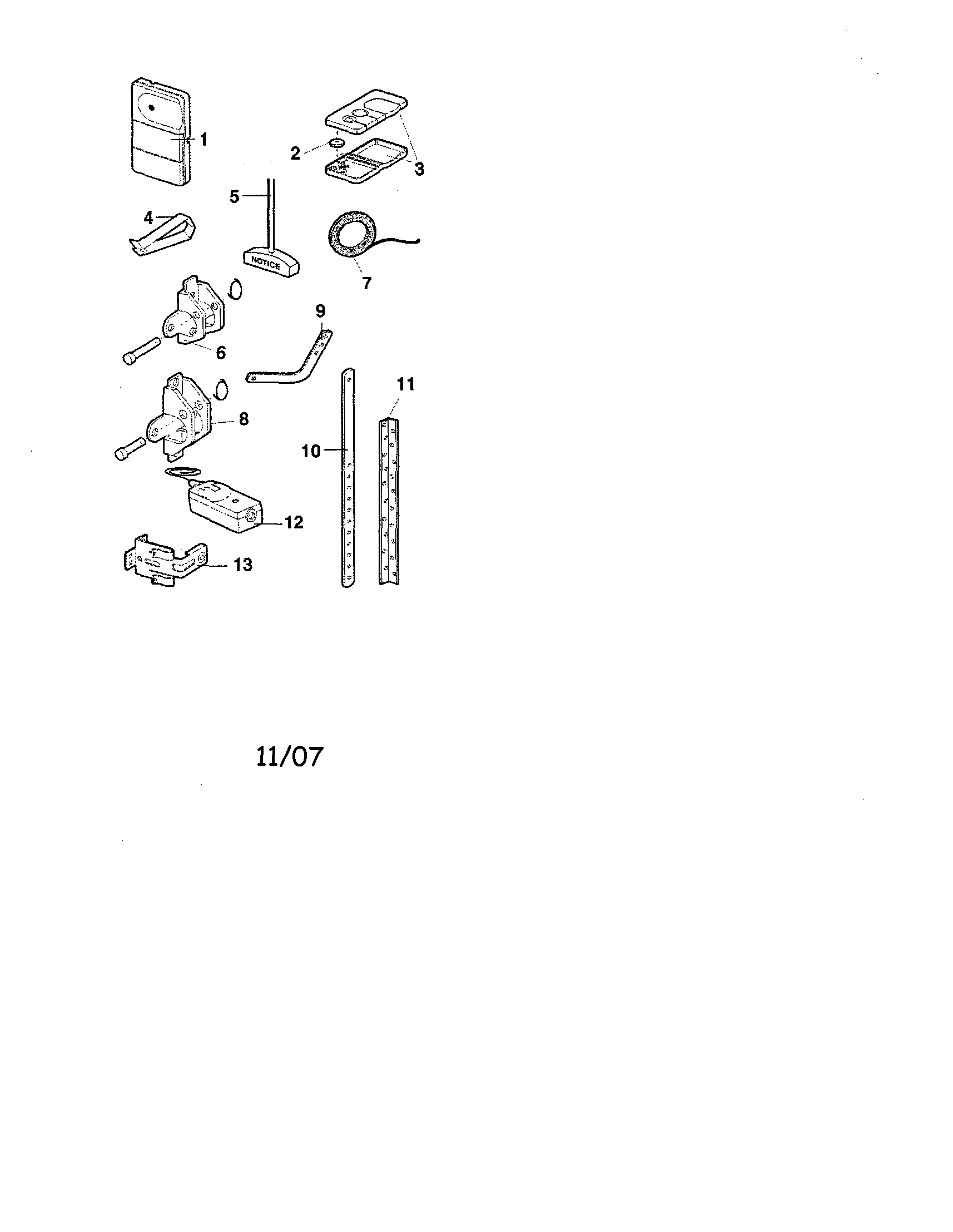 Installation Parts Diagram and Parts List for 13953930D  Craftsman Garage Door Opener