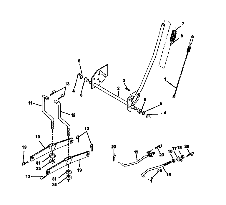 Lift Assembly Diagram and Parts List for 917270613  Craftsman Lawn Tractor