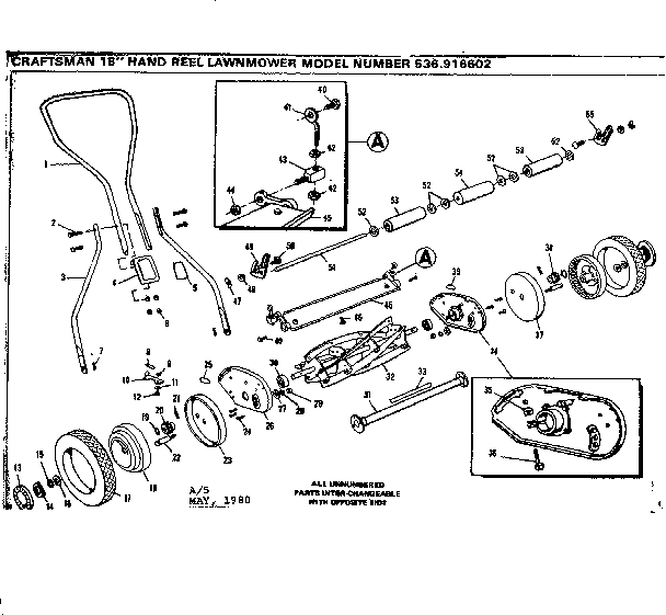 Replacement Parts Diagram and Parts List for 536916602  Craftsman Lawn Mower