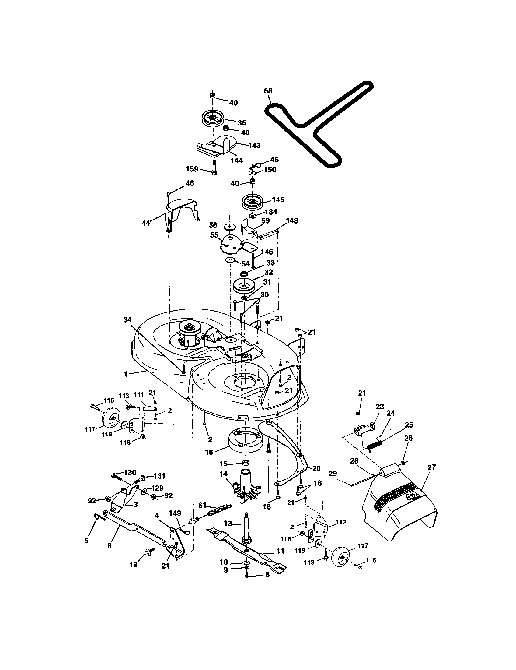 Mower Deck Diagram and Parts List for 917275642  Craftsman Lawn Tractor