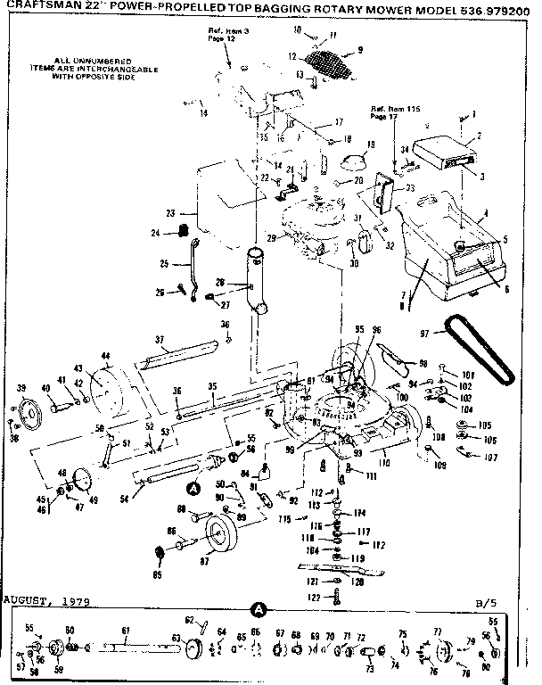 Mower Deck Diagram and Parts List for 536979200  Craftsman Lawn Mower