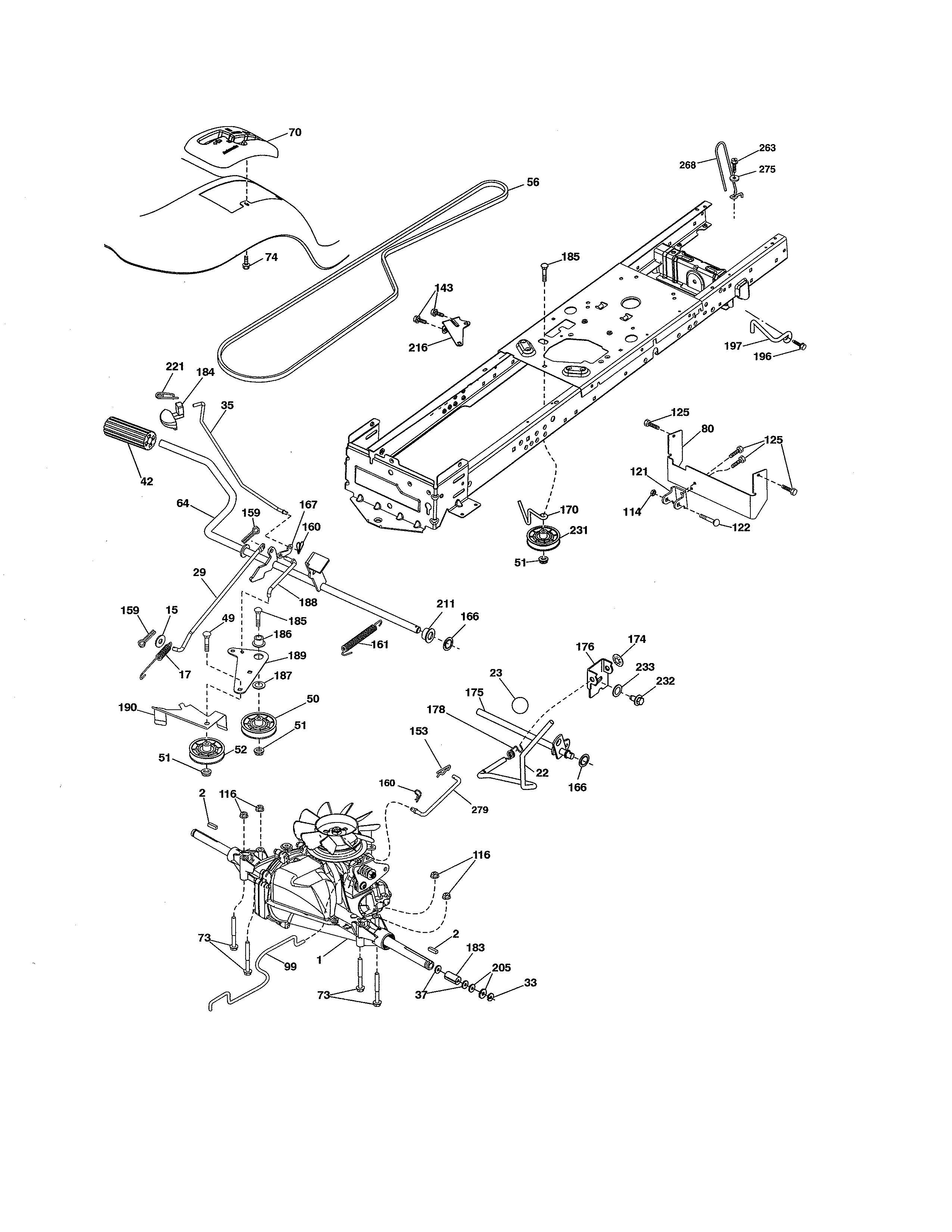 Ground Drive Diagram and Parts List for 917992311  Craftsman Lawn Tractor