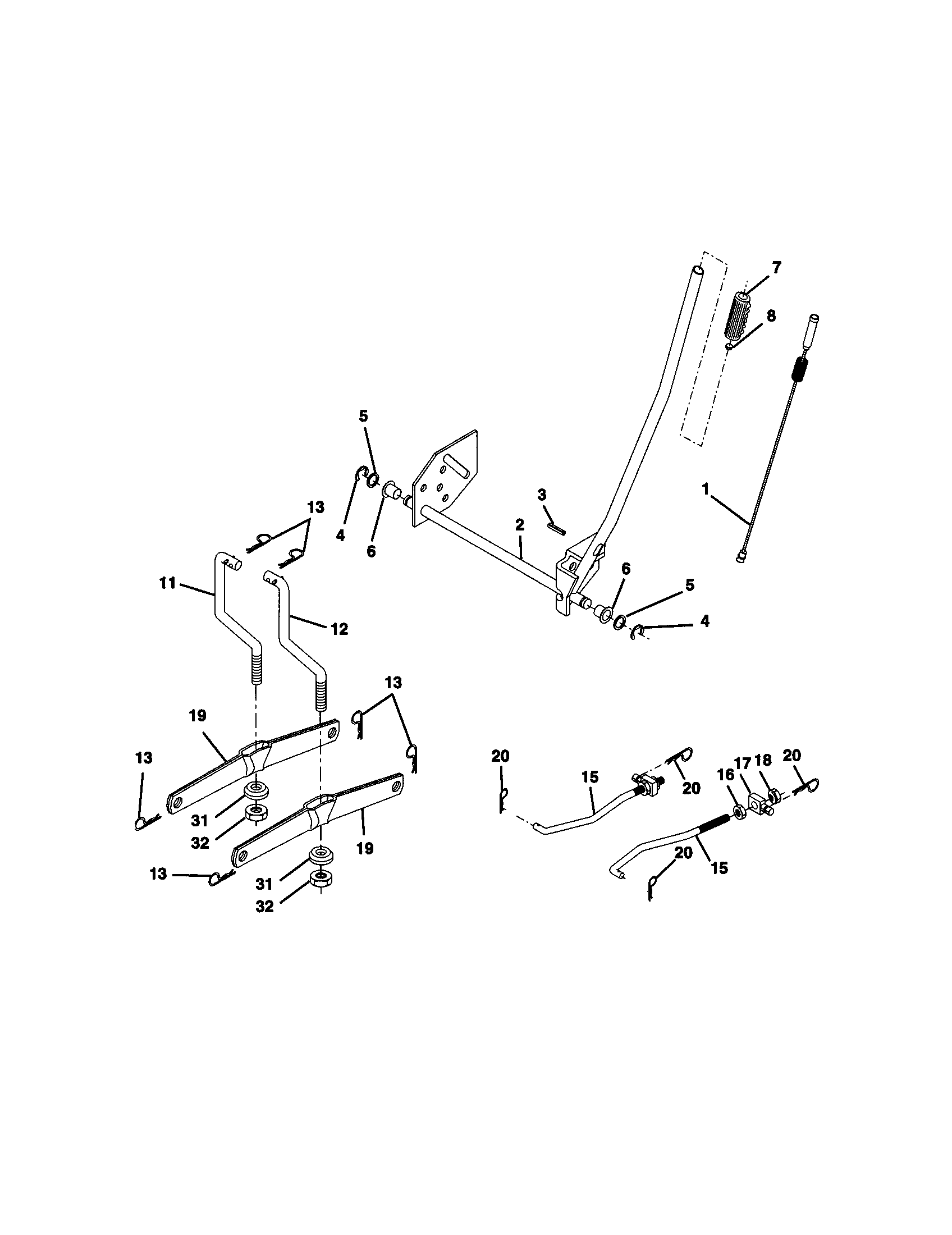 Lift Assembly Diagram and Parts List for 917270633  Craftsman Lawn Tractor