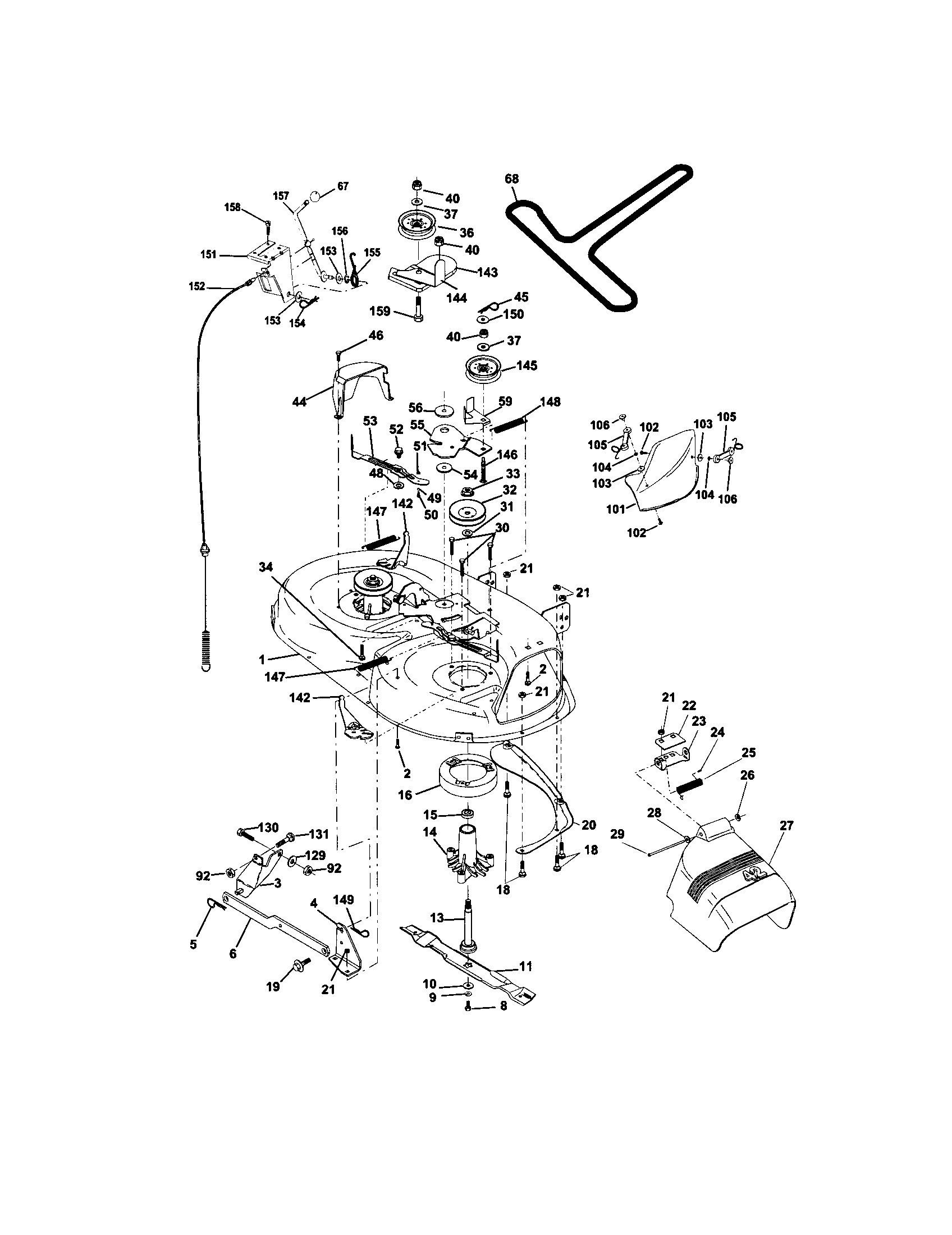 Mower Deck Diagram and Parts List for 917271632  Craftsman Lawn Tractor