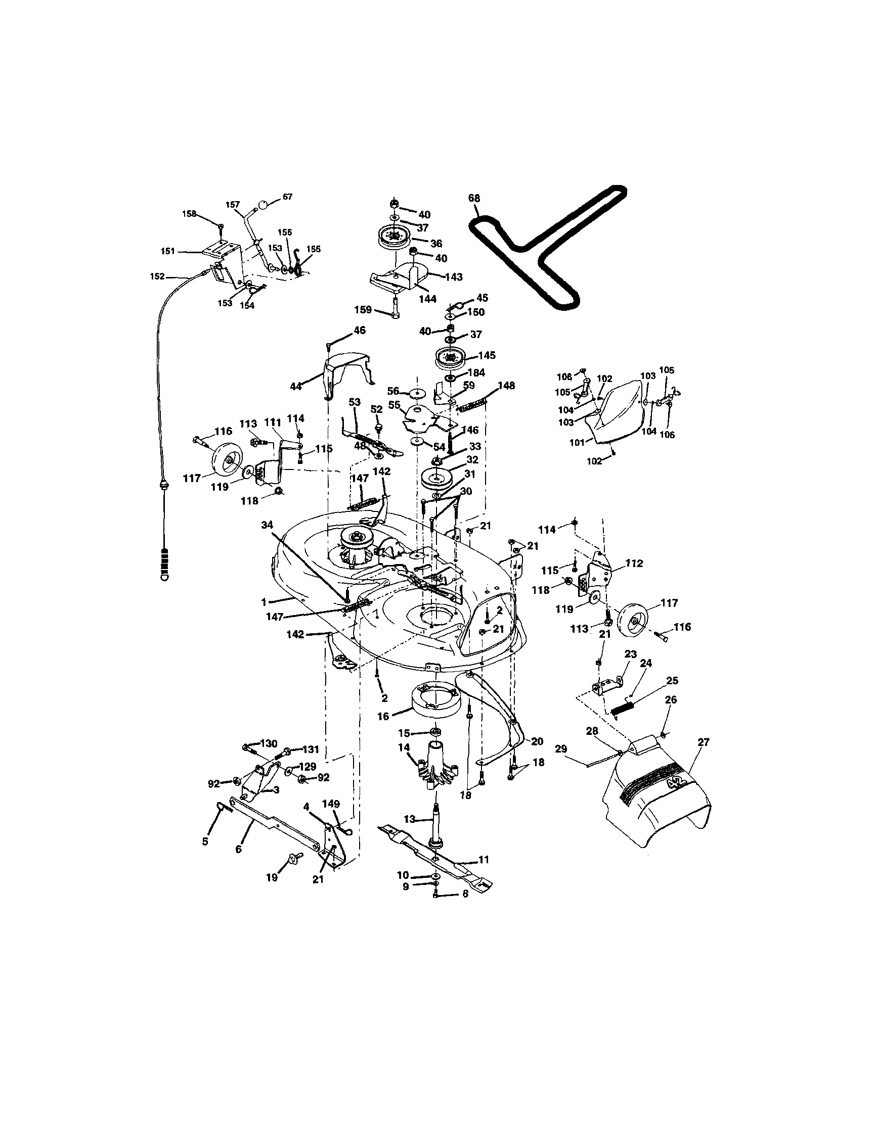 Mower Deck Diagram and Parts List for 917273150  Craftsman Lawn Tractor