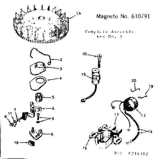 Magneto Diagram and Parts List for 143214312  Craftsman Engine