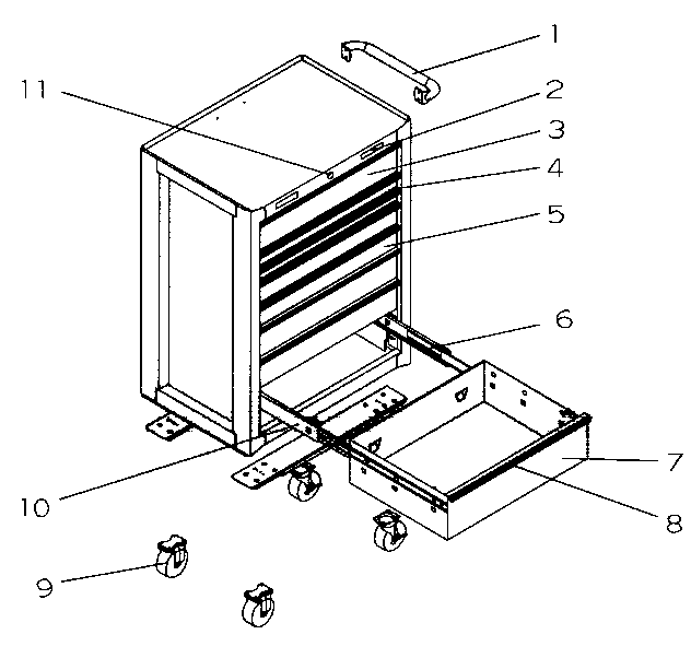 Tool Cart Diagram and Parts List for 706595190  Craftsman Tool Stand & Cart
