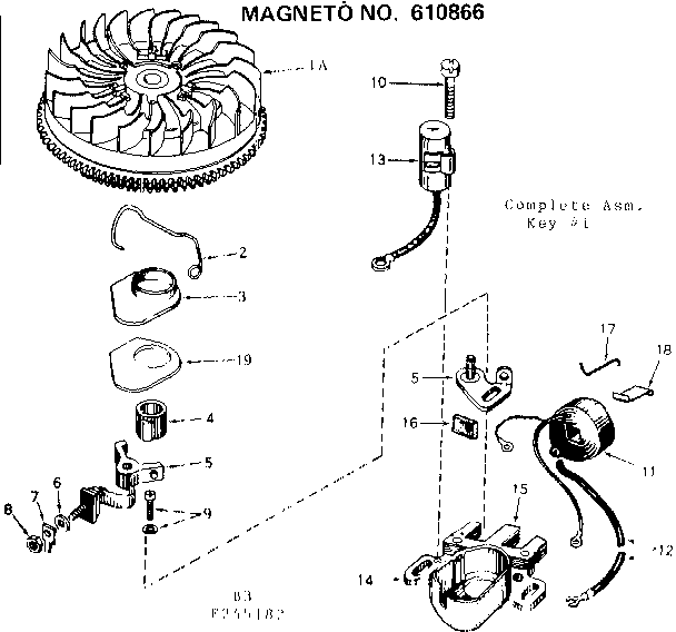 Magneto Diagram and Parts List for 143245182  Craftsman Engine