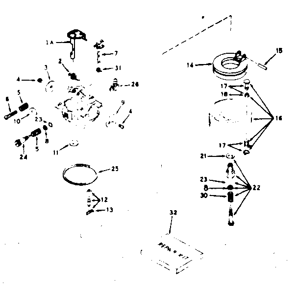 Carburetor Diagram and Parts List for 143246012  Craftsman Engine