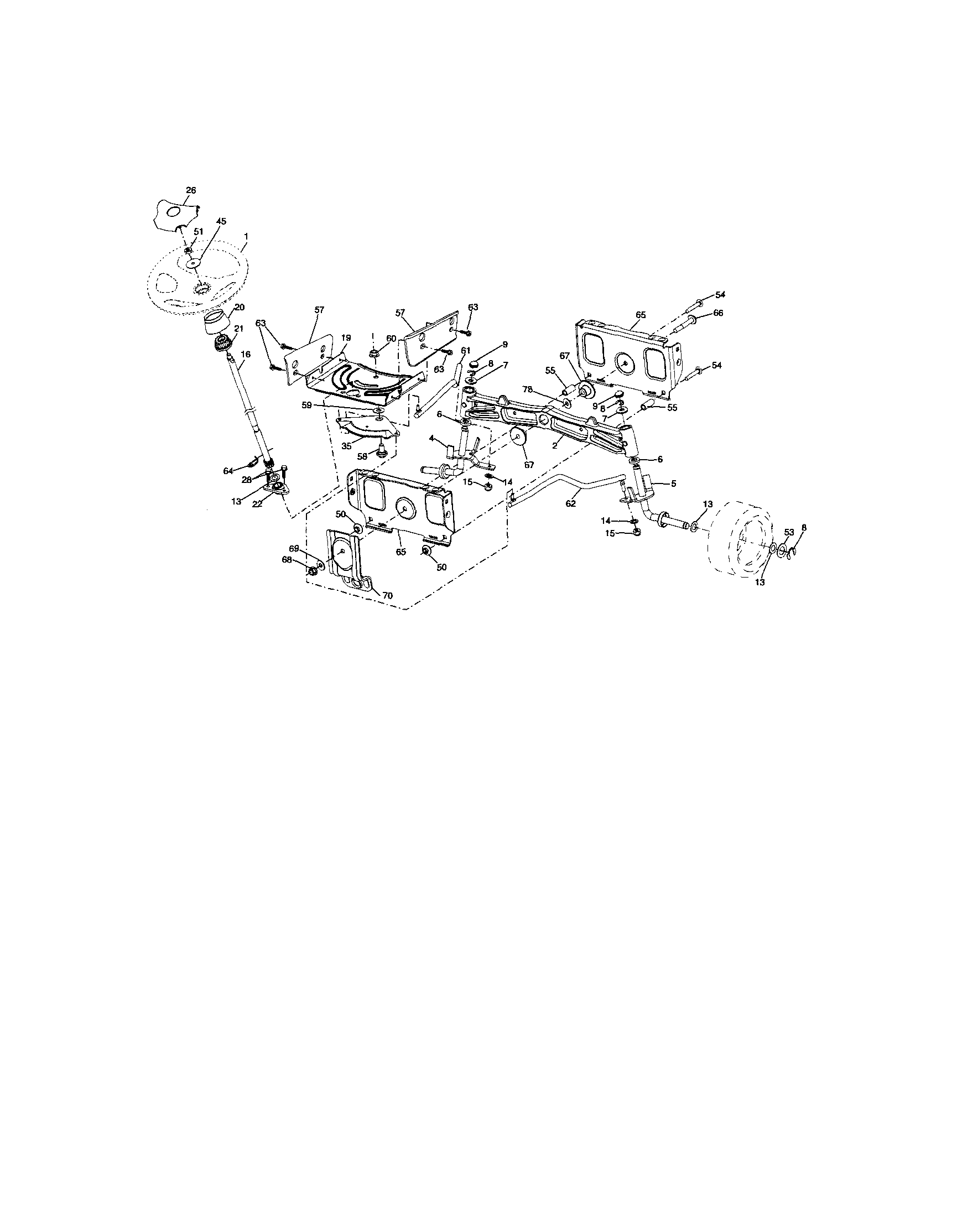 Steering Diagram and Parts List for 917286260  Craftsman Lawn Tractor