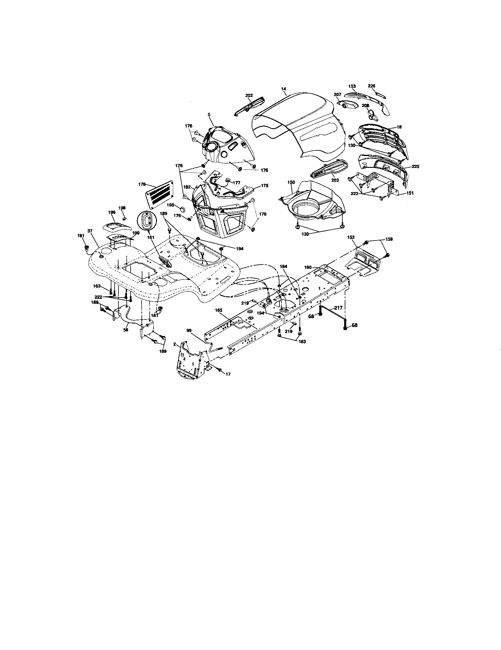 Chassis And Enclosures Diagram and Parts List for 917276880  Craftsman Lawn Tractor
