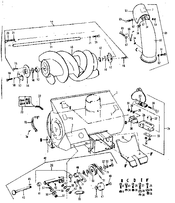Auger  Assembly Diagram and Parts List for 84224073  Craftsman Snow Blower