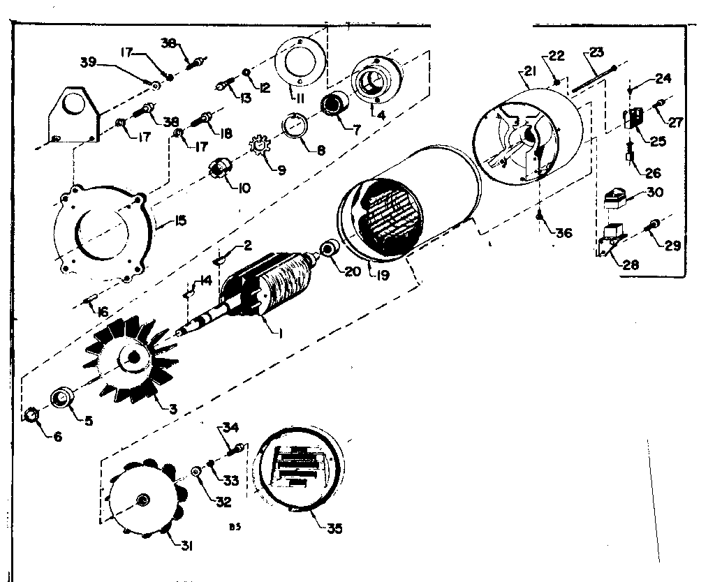 Alternator Diagram and Parts List for 5805405-0  Craftsman Engine