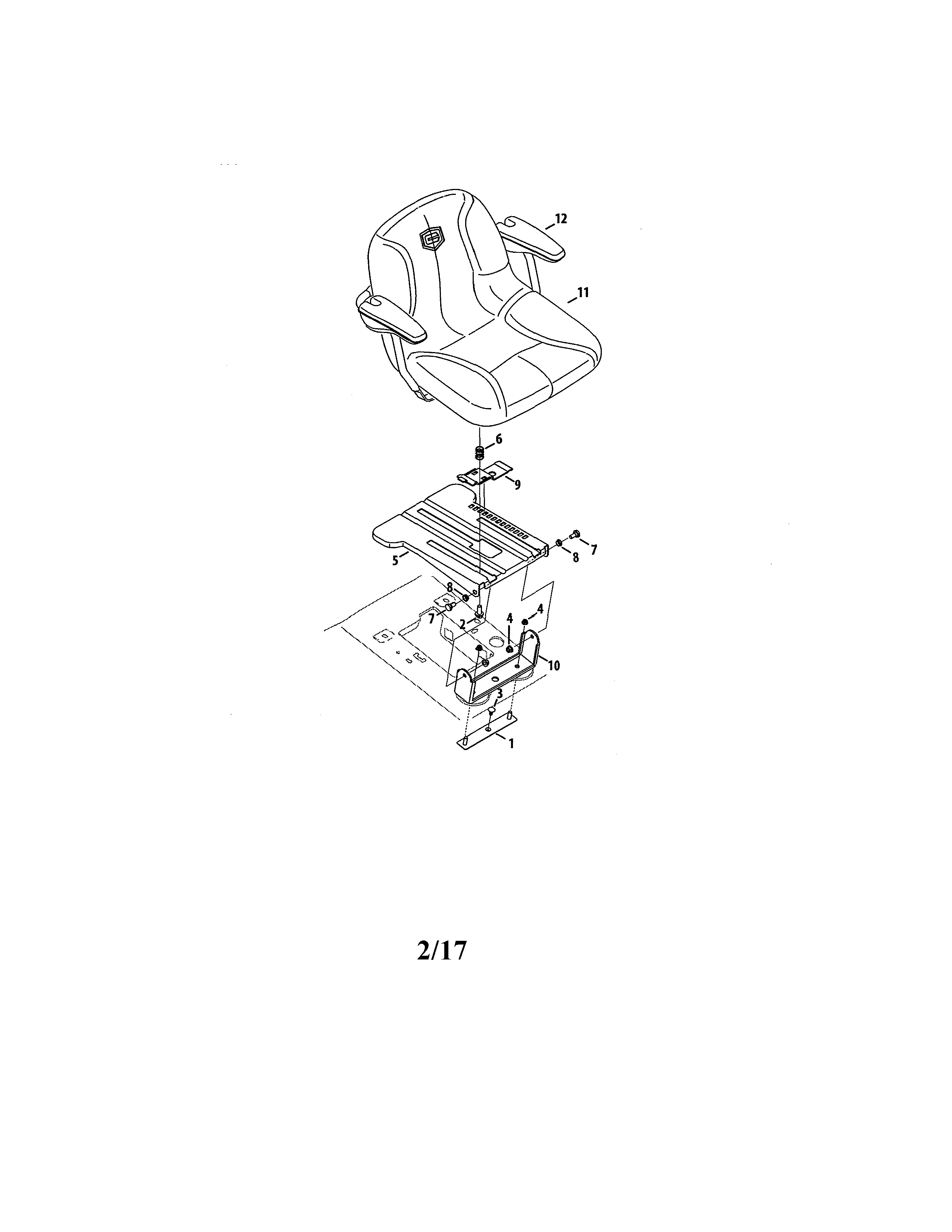 Seat Diagram and Parts List for 247270550  Craftsman Lawn Tractor