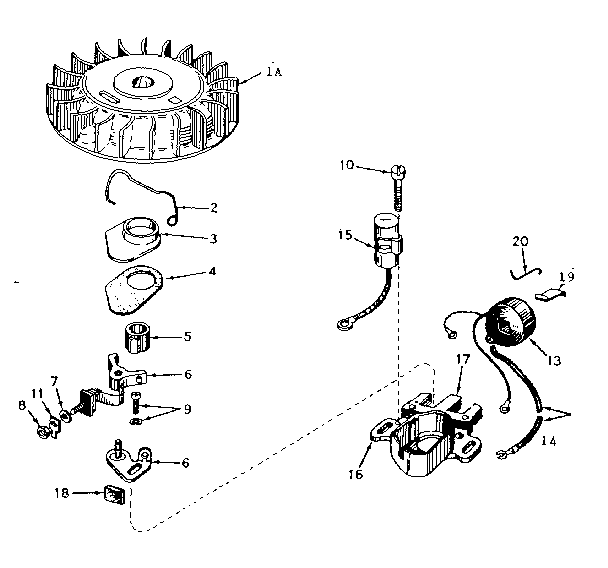 Magneto Diagram and Parts List for 143576202  Craftsman Engine