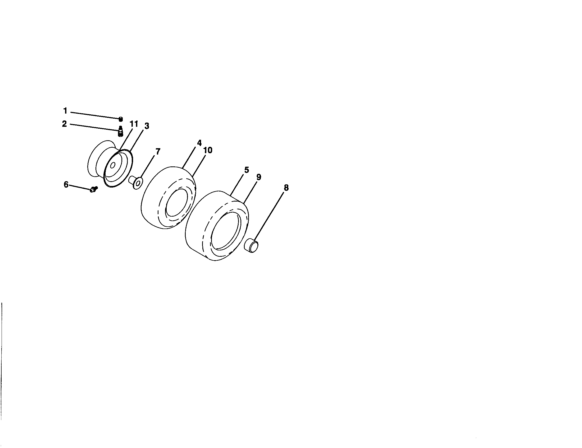 Wheels And Tires Diagram and Parts List for 917276864  Craftsman Lawn Tractor