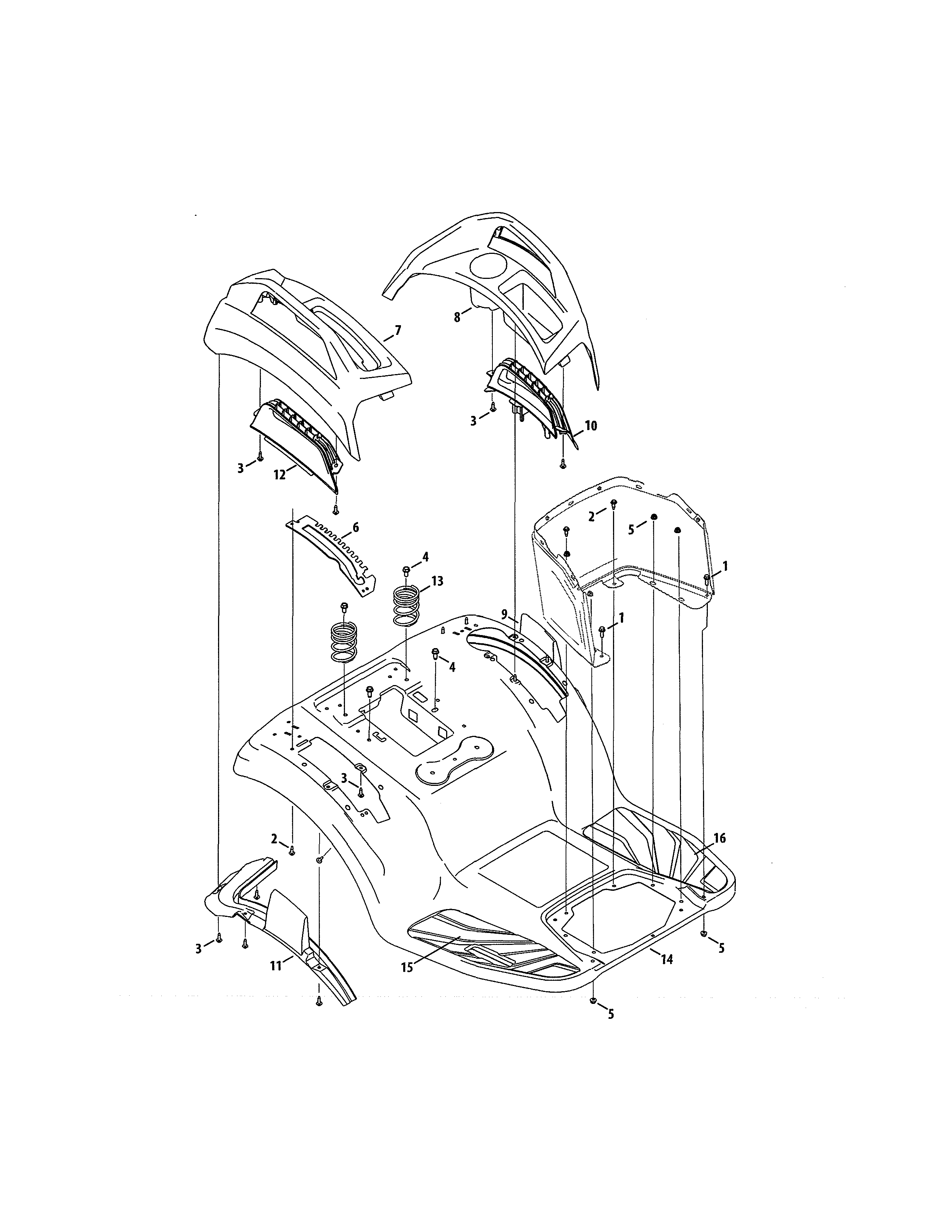 Fender/covers Diagram and Parts List for 247270550  Craftsman Lawn Tractor