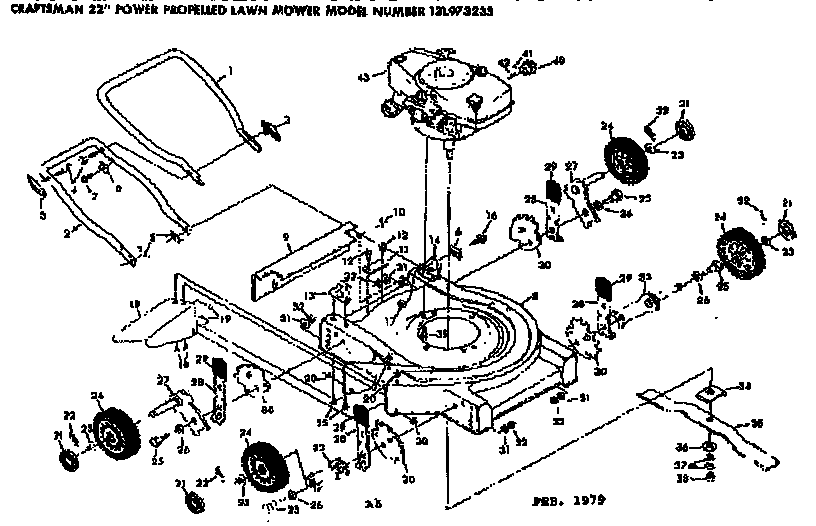Mower Deck Diagram and Parts List for 131973233  Craftsman Lawn Mower