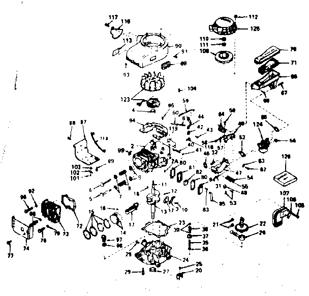 Basic Engine Diagram and Parts List for 143236072  Craftsman Engine