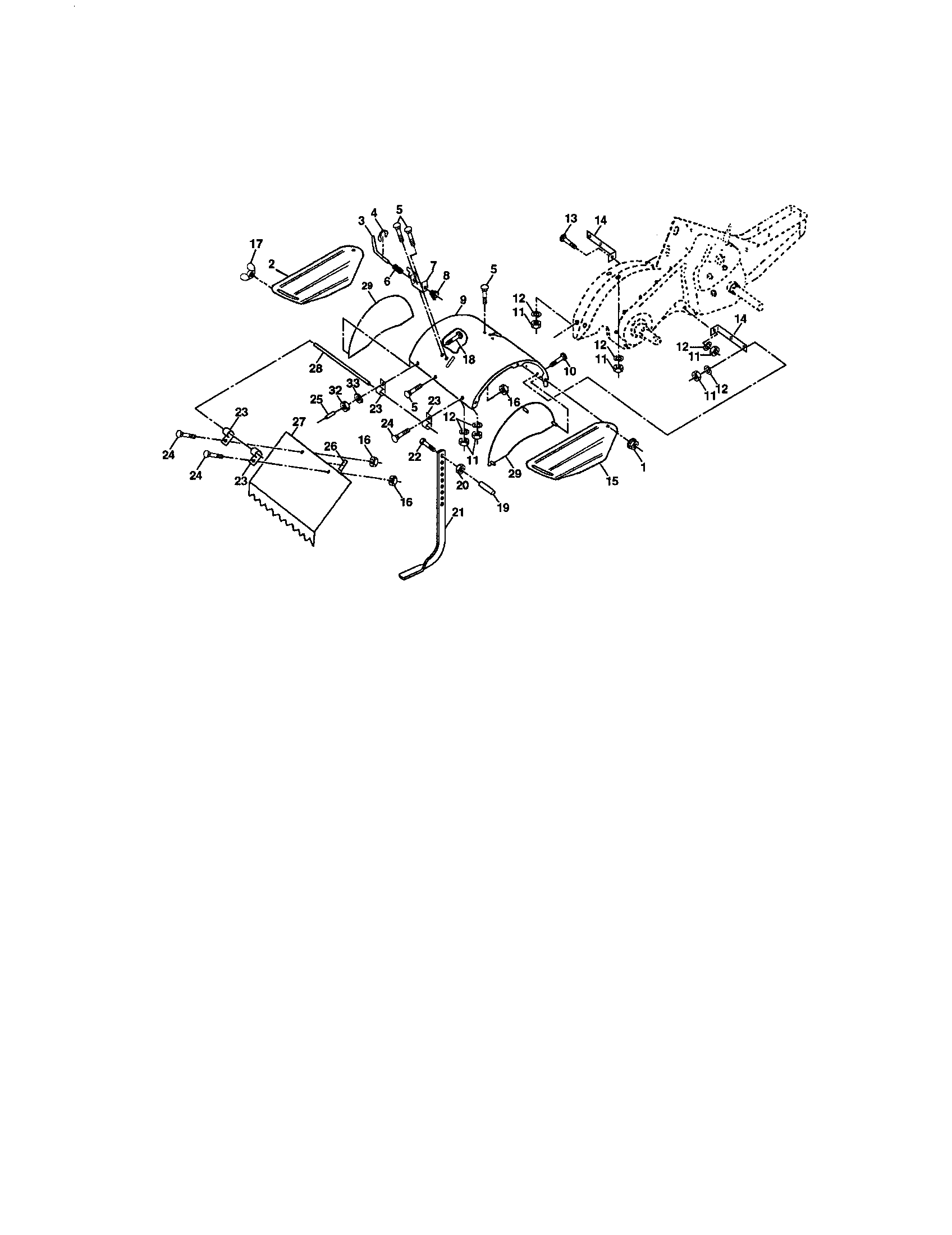 Tine Shield Diagram and Parts List for 917293483  Craftsman Tiller