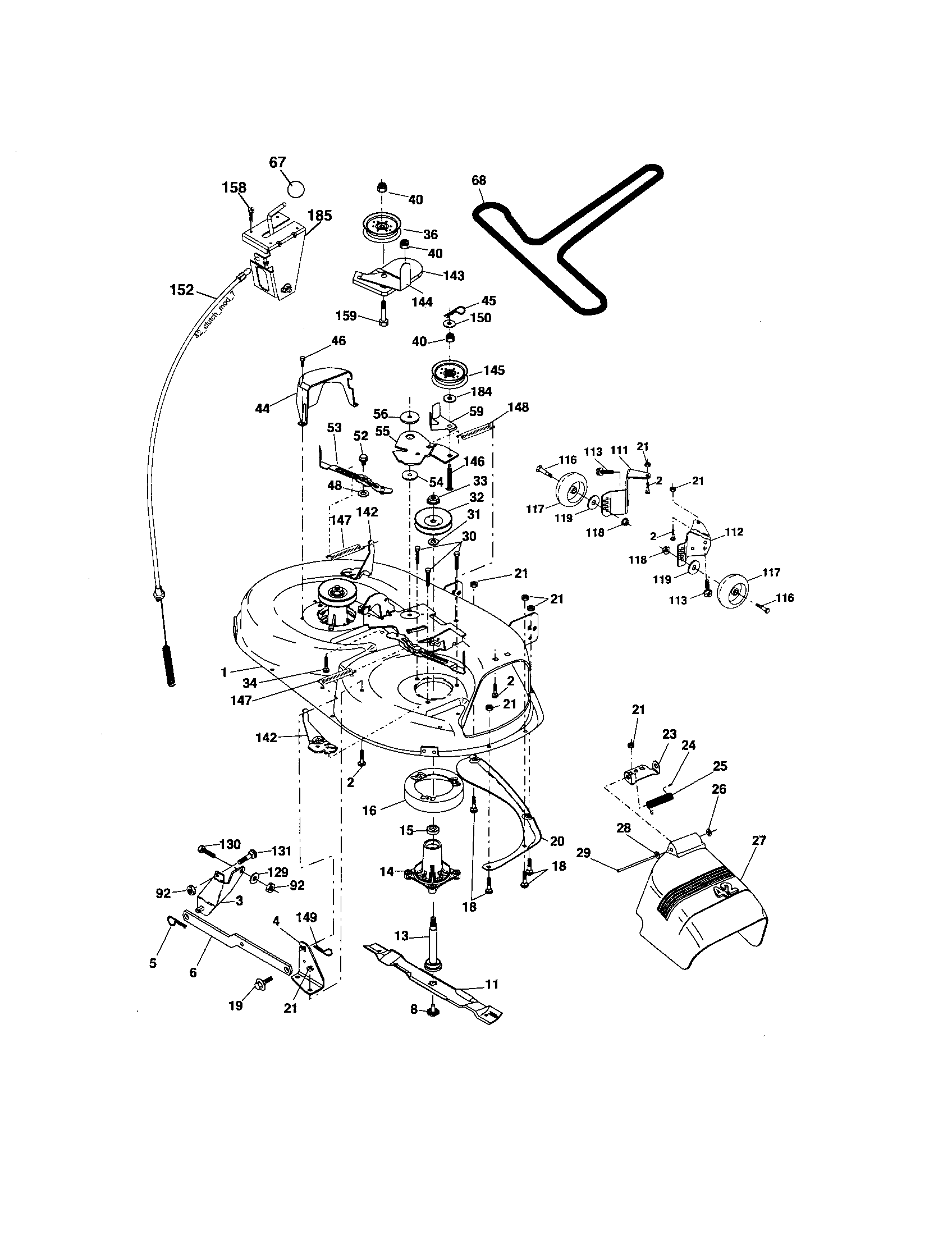 Mower Deck Diagram and Parts List for 917276826  Craftsman Lawn Tractor