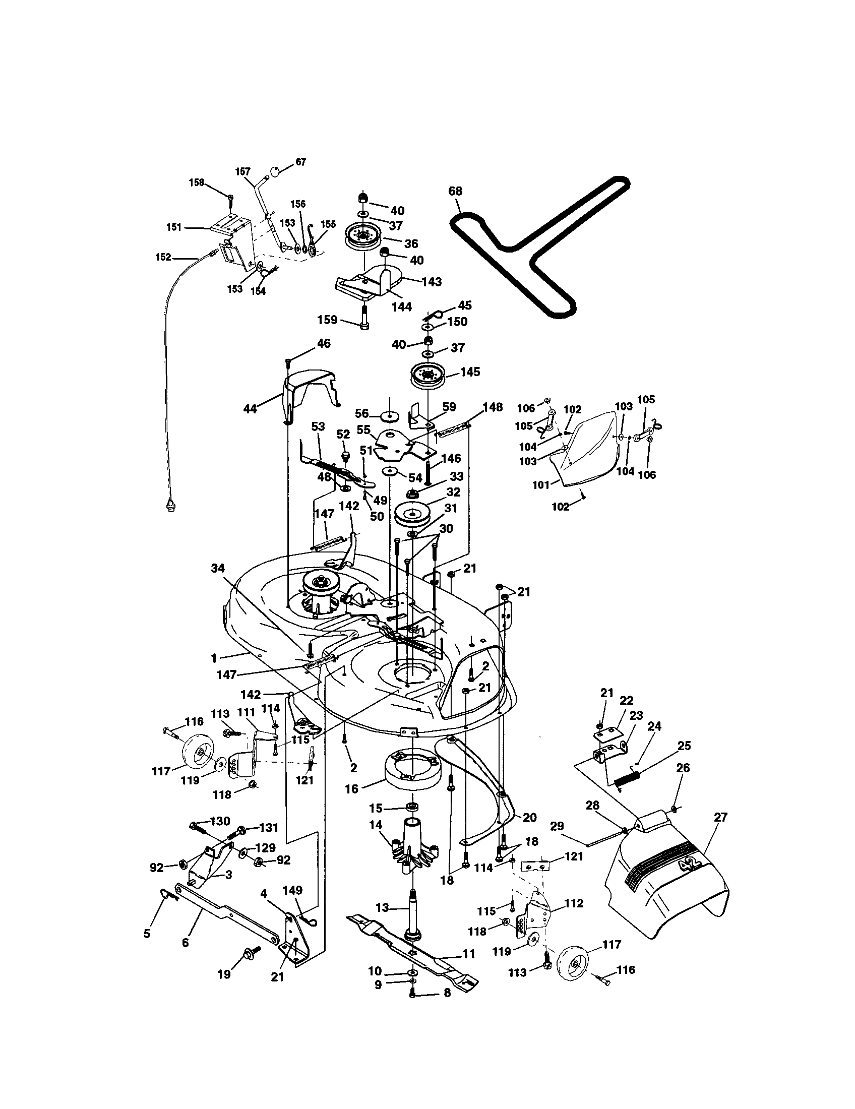Mower Deck Diagram and Parts List for 917272065  Craftsman Lawn Tractor