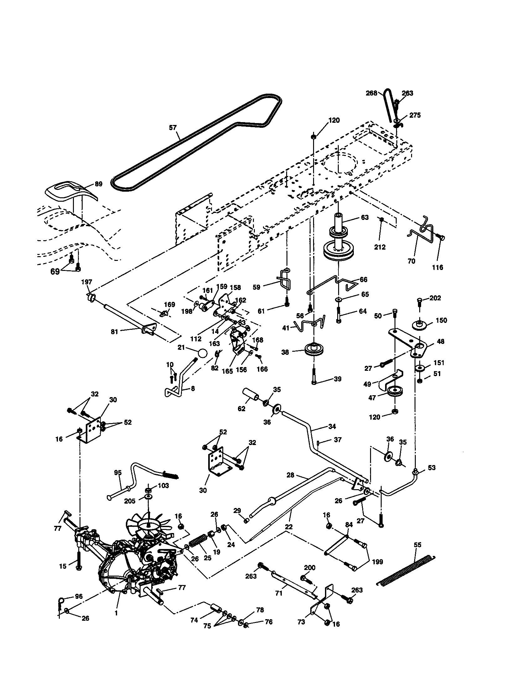 Drive Diagram and Parts List for 917277363  Craftsman Lawn Tractor