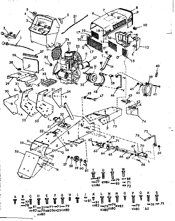 Main Frame, Dash And Grill Diagram and Parts List for 91725874  Craftsman Lawn Tractor
