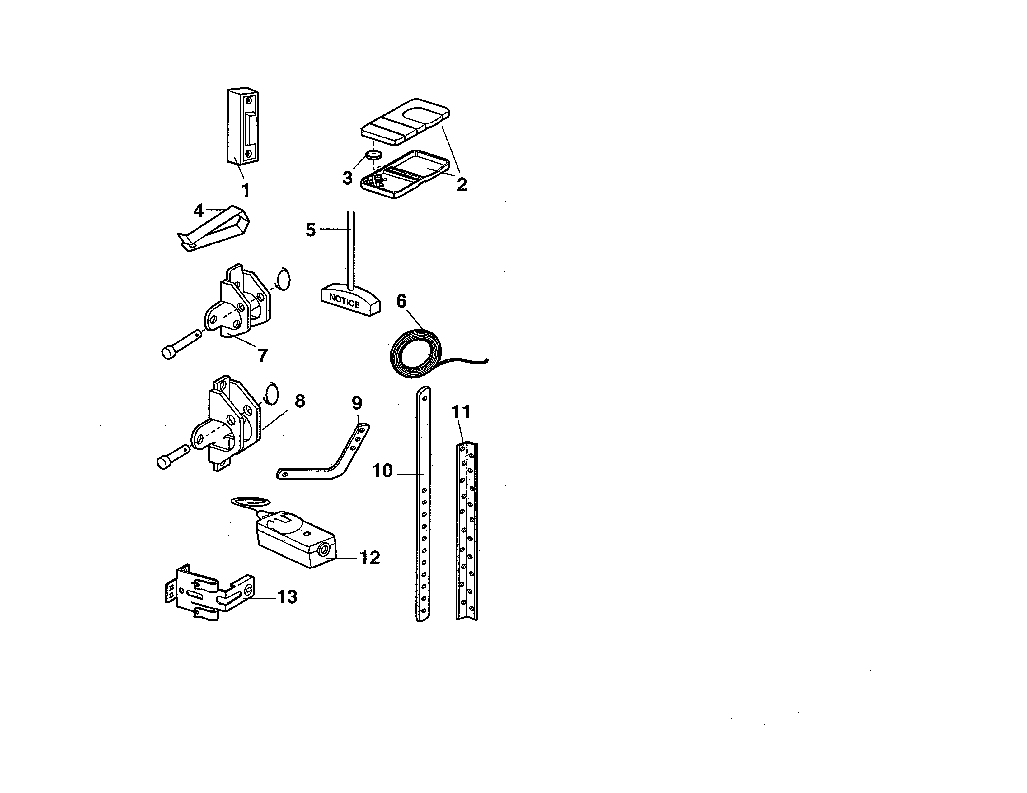 Installation Parts Diagram and Parts List for 13953920DM  Craftsman Garage Door Opener