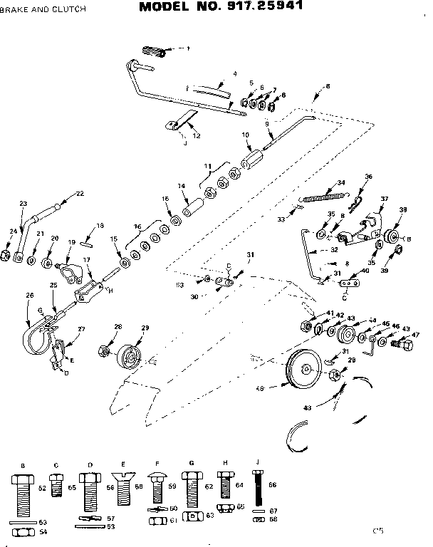 16 Garden Tractor/brake And Clutch Diagram and Parts List for 91725941  Craftsman Chainsaw