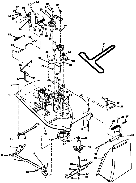 38" Mower Diagram and Parts List for 917257620  Craftsman Lawn Tractor