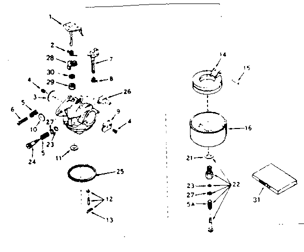 Carburetor Diagram and Parts List for 143276482  Craftsman Engine