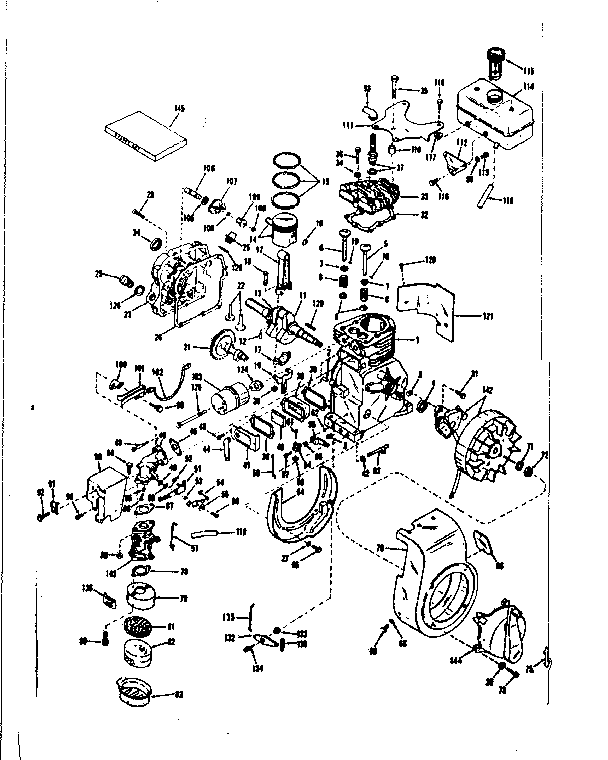 Basic Engine Diagram and Parts List for 143521061  Craftsman Engine