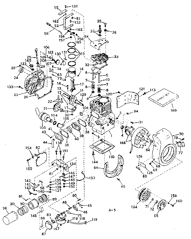Basic Engine Diagram and Parts List for 143576192  Craftsman Engine