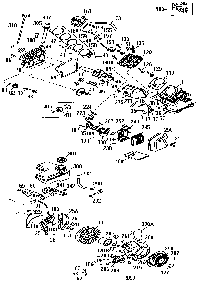 Replacement Parts Diagram and Parts List for 143975009  Craftsman Engine