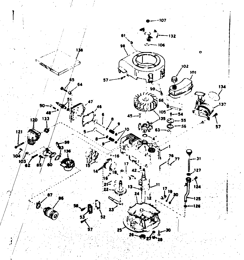 Basic Engine Diagram and Parts List for 143204062  Craftsman Engine