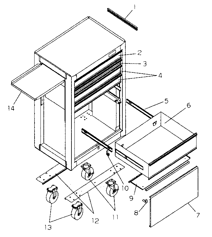 Chest Diagram and Parts List for 706652017  Craftsman Tool Stand & Cart
