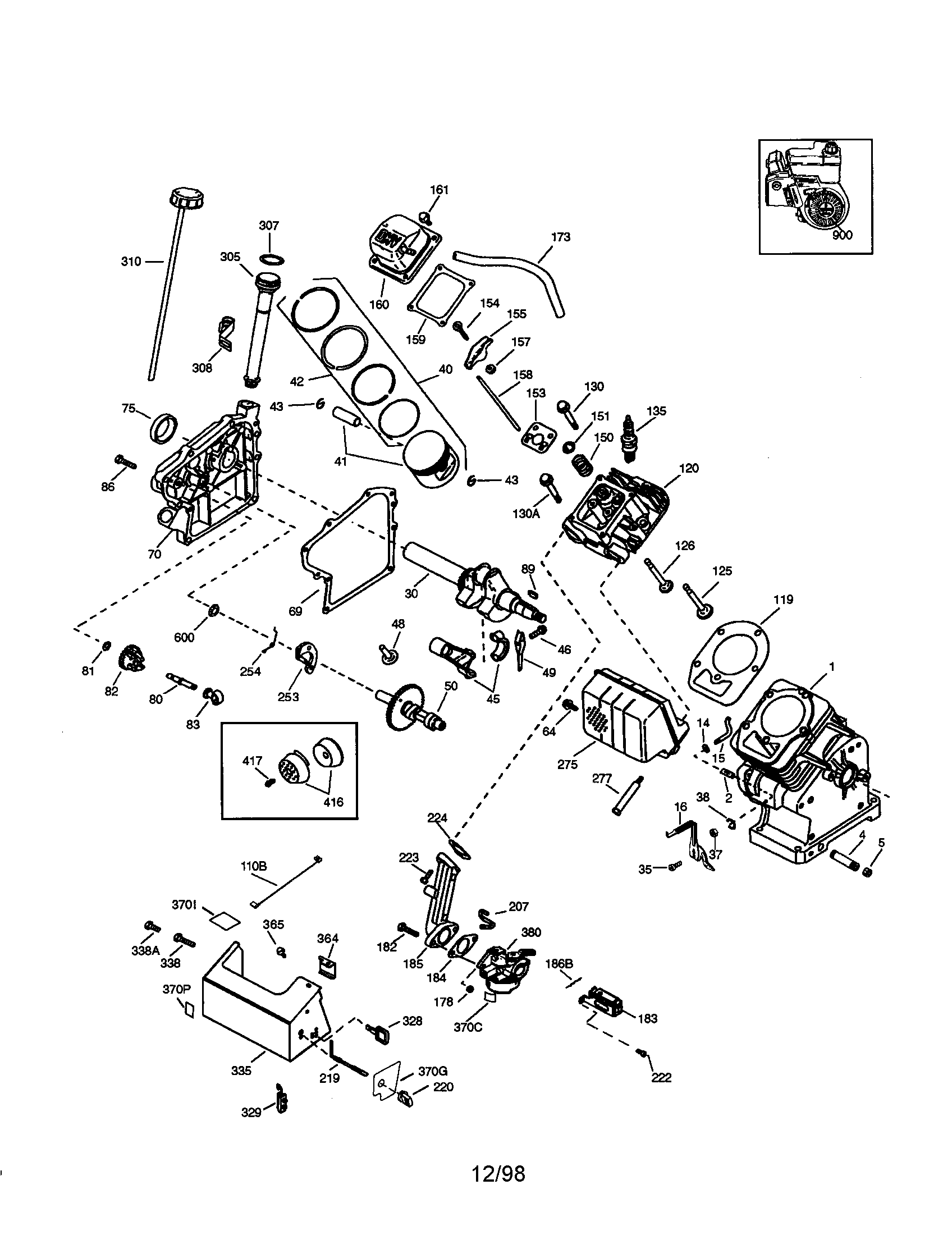 Craftsman 4-cycle Engine Diagram and Parts List for 143996003  Craftsman Engine