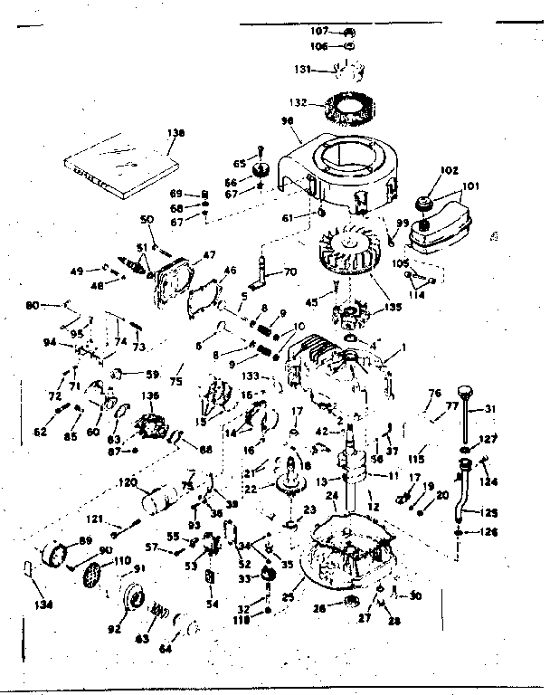 Basic Engine Diagram and Parts List for 143194142  Craftsman Engine