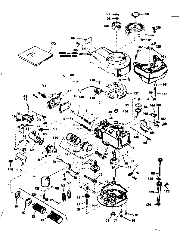 Engine Diagram and Parts List for 143364182  Craftsman Engine