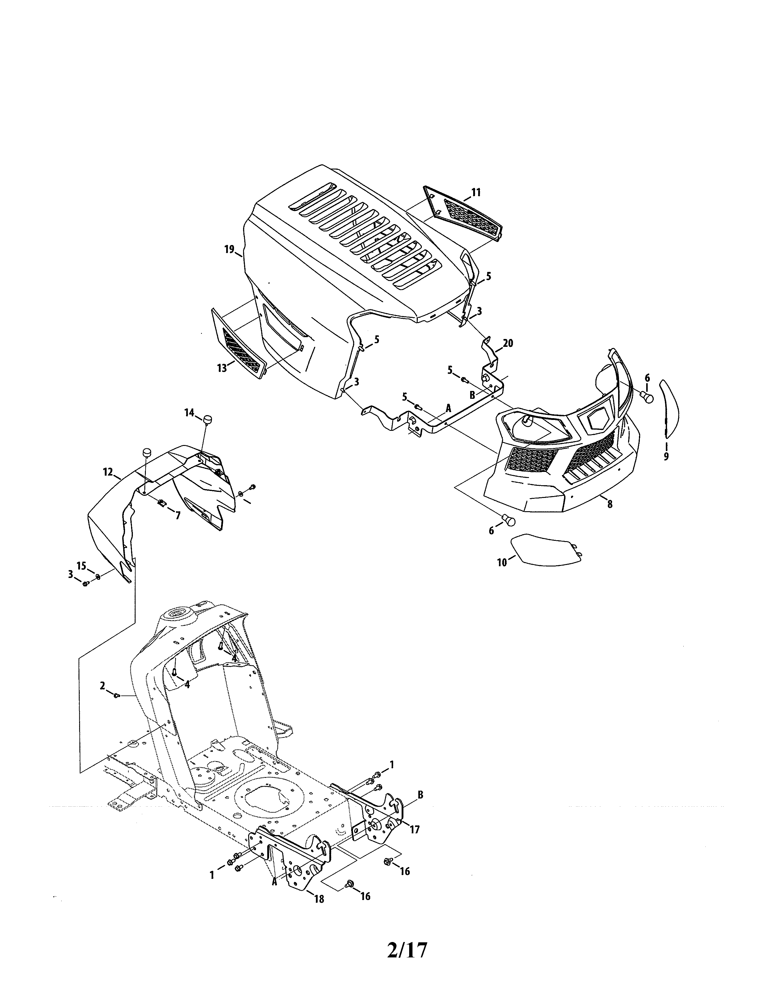 Hood/bumper Diagram and Parts List for 247273740  Craftsman Lawn Tractor