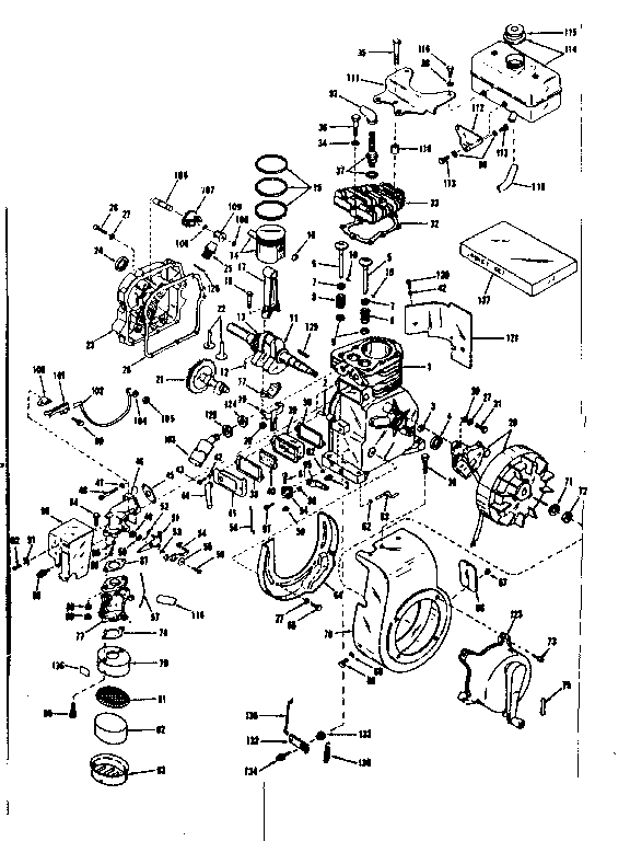 Basic Engine Diagram and Parts List for 143501121  Craftsman Engine