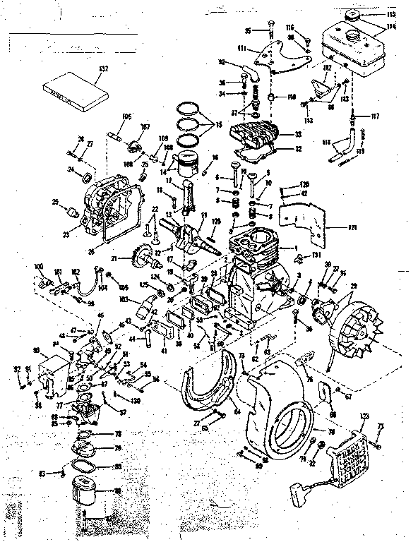Basic Engine Diagram and Parts List for 14358251  Craftsman Engine